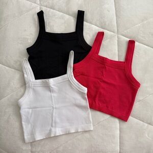 {Urban Outfitters} Ribbed Tank Crop Tops - Black, Pink, White | XS/S